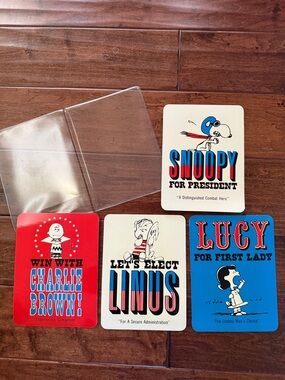 Vintage 1960s Hallmark Peanuts political postcards (oversized 6”x8”) set